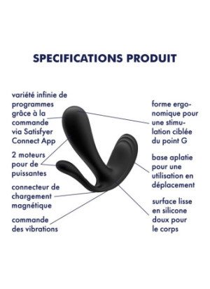 3 en 1 Vibromasseurs et stimulateur clitoridien noir connecté Top Secret + Satisfyer - CC597754
